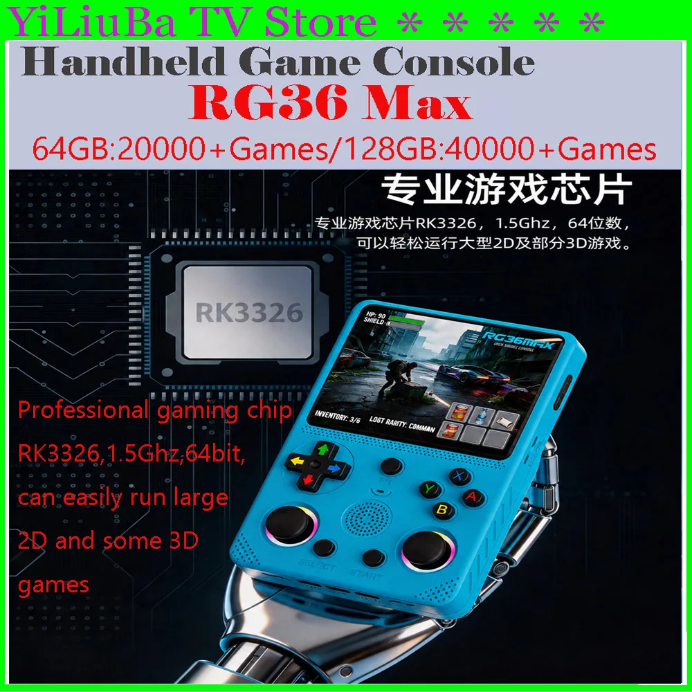 [Genuine]2026Newest Retro Handheld Game Console RG36 Max 3.5'' HD screen Best Portable Pocket Gaming Console Up to 40000+ Games