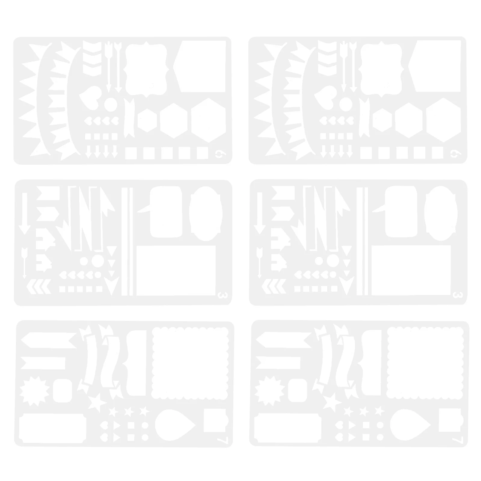 

6Pcs Planner Stencils Plastic Hollow-Out Design Templates Journal Drawing Tools DIY Painting Craft Supplies for Notebook Wall