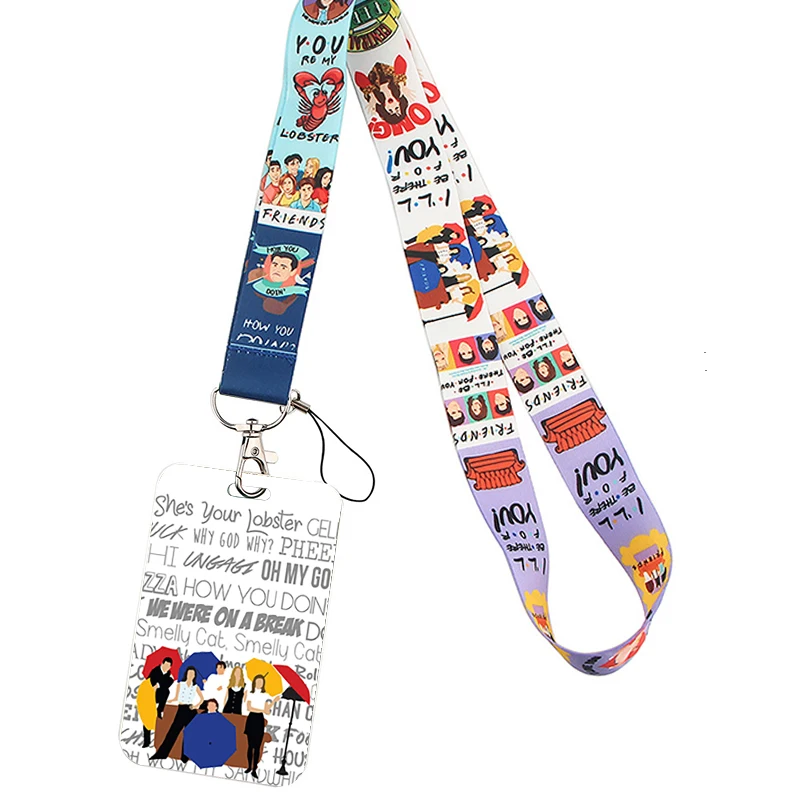 Animation Fashion Friends TV Show Lanyard Credit Card ID Holder Bag Student Women Travel Card Cover Badge Car Keychain