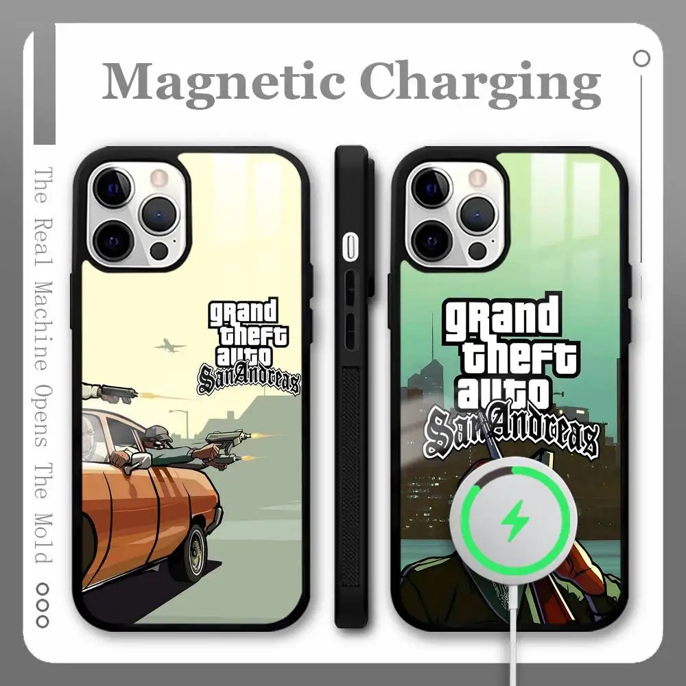 حافظة هاتف G-GTA 6 Vice City MagSafe مغناطيسية لهاتف iPhone 16 15 14 13 12 11 Pro Plus Max شاحن لاسلكي صغير Funda #4