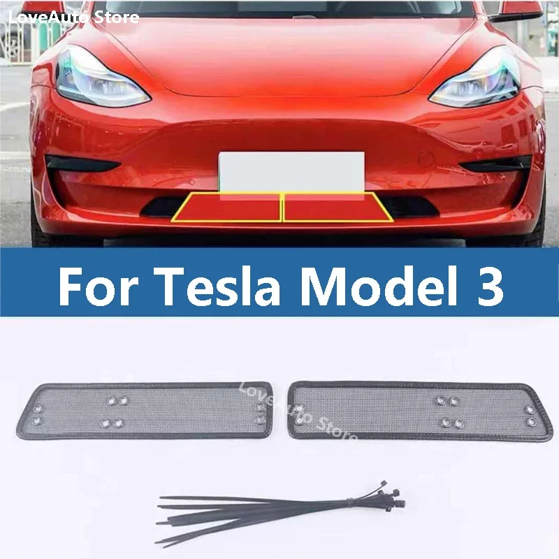 

For Tesla Model 3 Y 2021 2020 2019 Car Insect Screening Mesh Front Grille Insert Net Front Insect Screening Accessories