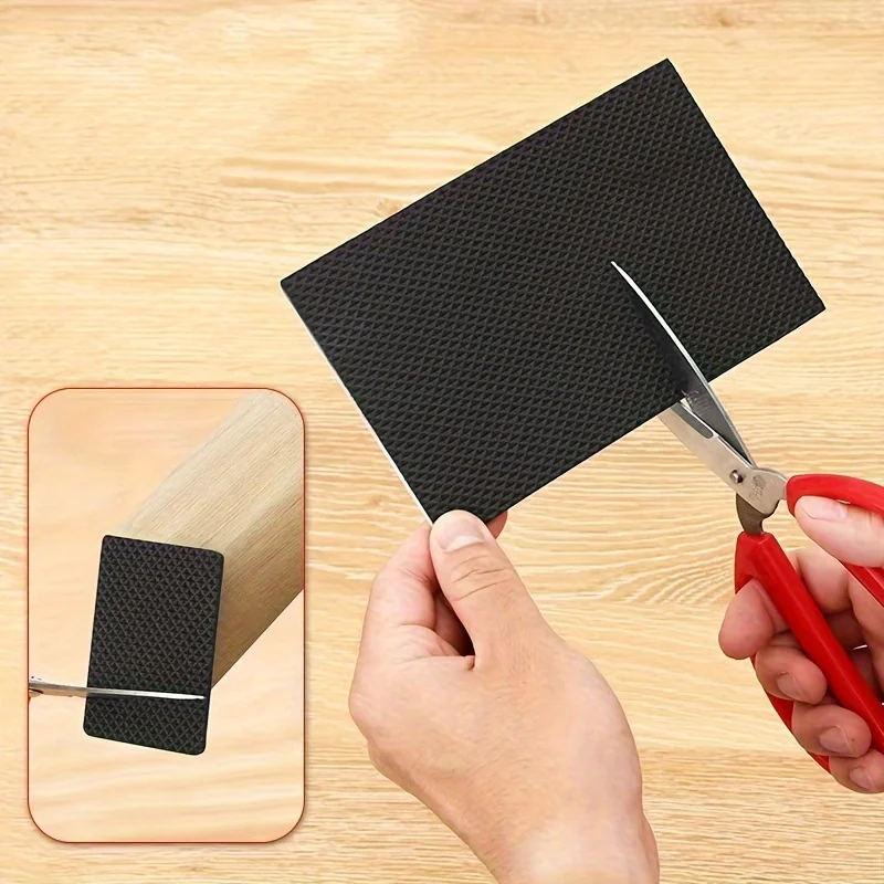 2pcs/set of Efficient and Reliable Free-cut Black Rubber Furniture Pads- Self-adhesive, Scratch-resistant and Noise-reducing,