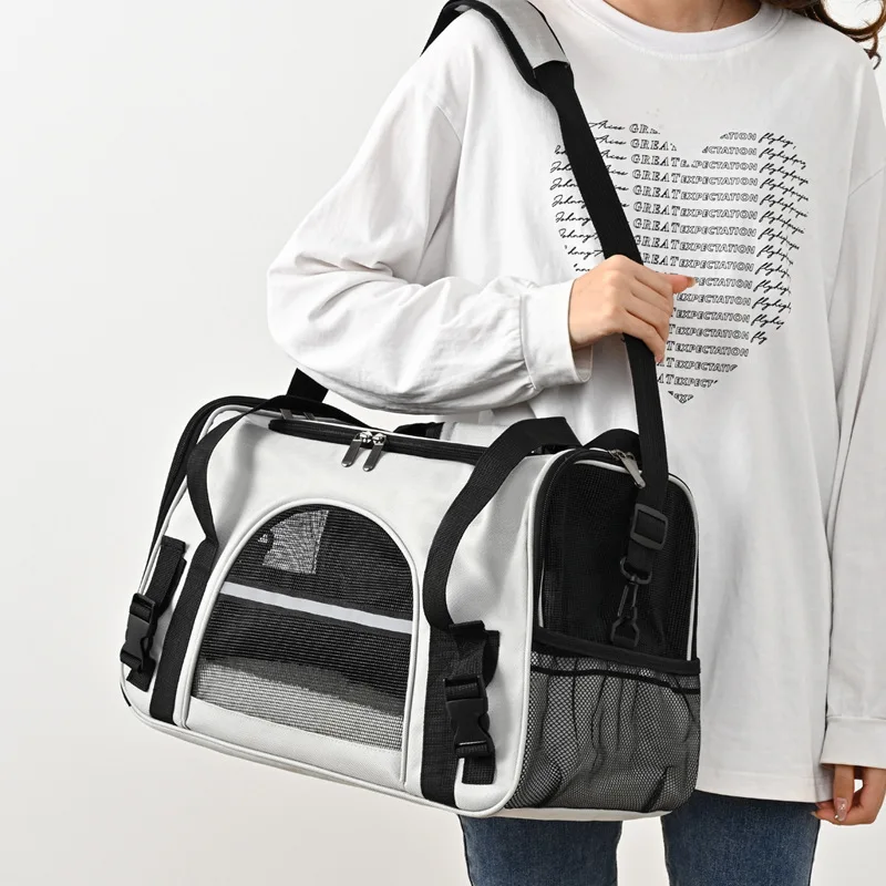 Pet Bag Portable One-shoulder Oblique Span Pet Box, Foldable Breathable Transparent Cat and Dog Cat Carriers Bags