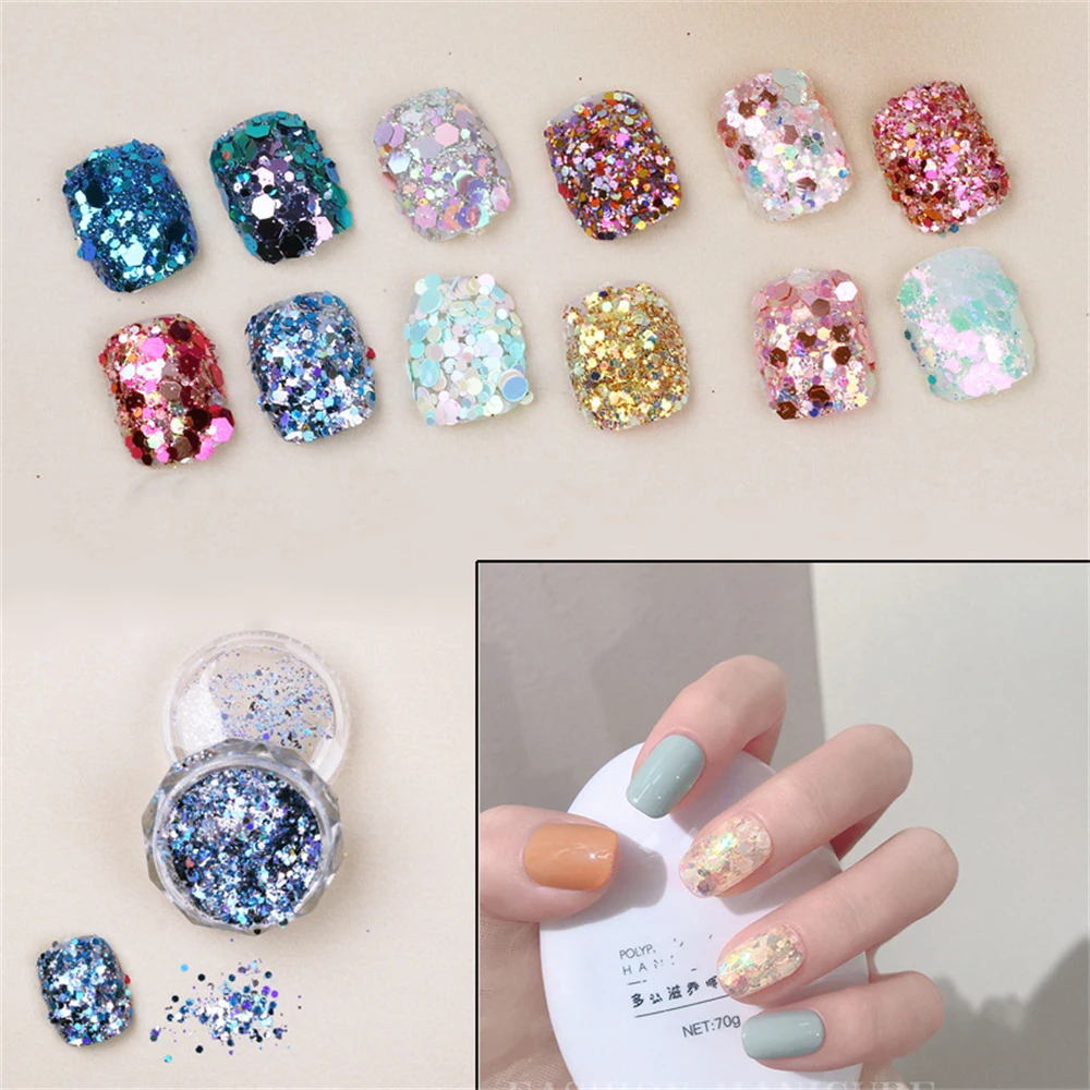 Lantejoulas holográficas para decoração de unhas, camaleão, colorido, hexágono, para nail art, manicure acessórios