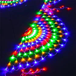 3.5M 424leds 3 Peacock Mesh Net Led String Lights Outdoor Curtain Fairy Lights for Wedding Christmas New Year Party Decoration