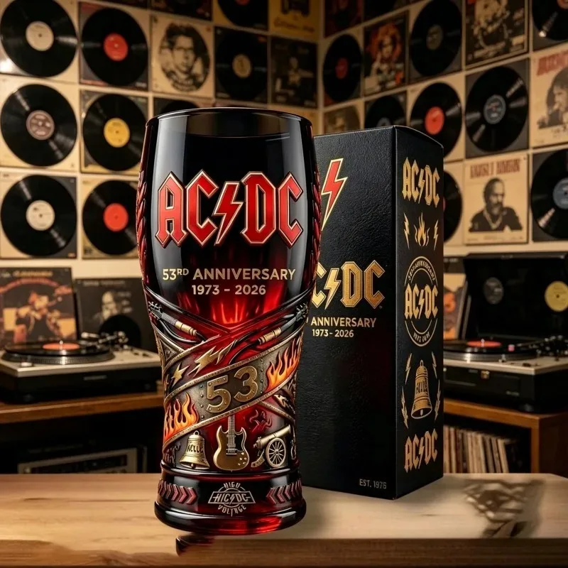 AC/DC Hard Rock Band 53rd Anniversary 3D Relief Beer Glass Collectible Barware