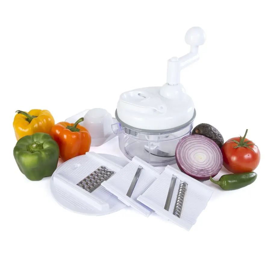 

Manual Food Chopper 5 in 1 Miracle Chopper, Salsa Maker, Blender, Slicer, Shredder and Julienne As Seen on TV Manual Food Proces
