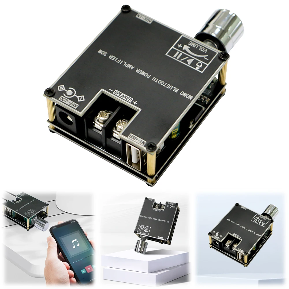 ZK-301B Mono 30W Amplifier Board DC9-24V Bluetooth-Compatible 5.3 Audio AMP Board Audio Amplifier Module for DIY BT Speaker Kit