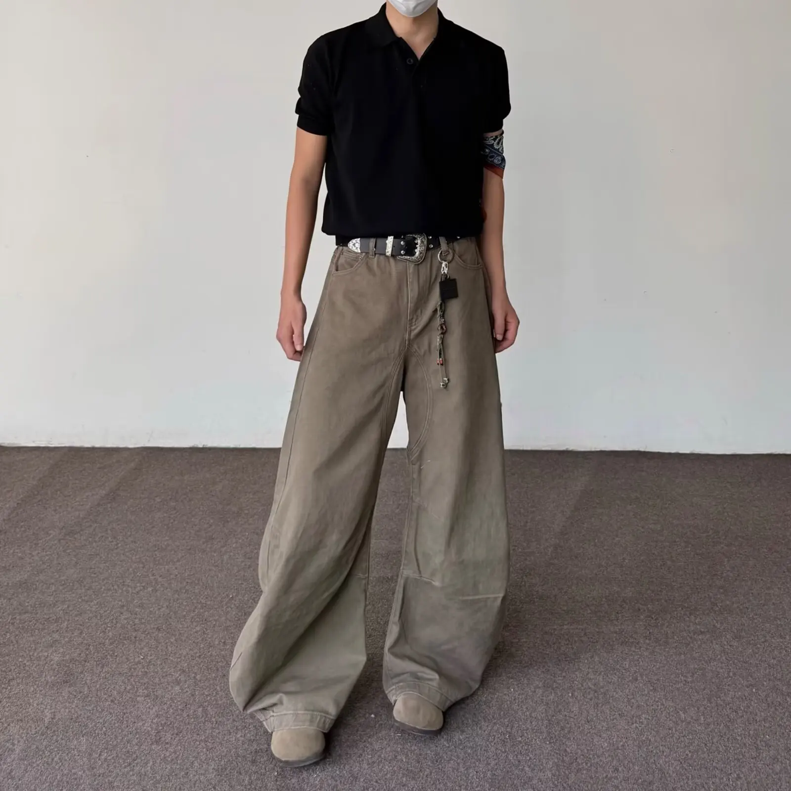 

Весенне-летние повседневные брюки с прямыми штанинами для мужчин, свободный крой в американском стиле, крутые и дышащие широкие брюки, модные