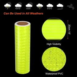 20cm*17FT Fluorescent Yellow Reflective Tapes PVC Adhesive Waterproof Reflector Stickers Safety Warning Strips For Trucks Trails