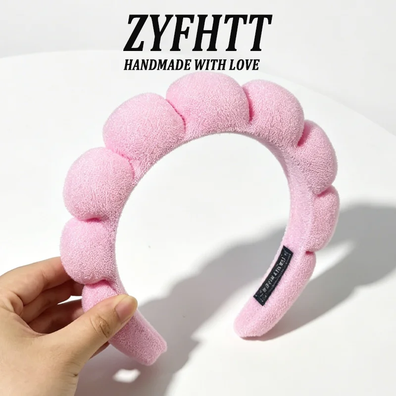 1/5 Stück ZYFHTT Einfaches Wolken-Schwamm-Stirnband für Frauen, Bonbonfarbenes breites Haarband, modisches Mädchen-Gesichtshaarband, Haar-Accessoire – Detail 9