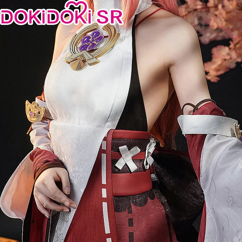 LQIN STOCK Yae Miko تأثيري لعبة Genshin تأثير تأثيري DokiDoki-SR النساء زي Yae Miko شعر مستعار تأثيري أحذية إكسسوارات معدنية