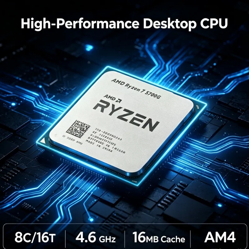 Lightweight 3D Rendering APU AMD R7 5700G Socket AM4 16MB L3 Cache 4.6GHz Boost Frequency Desktop Computer Chip