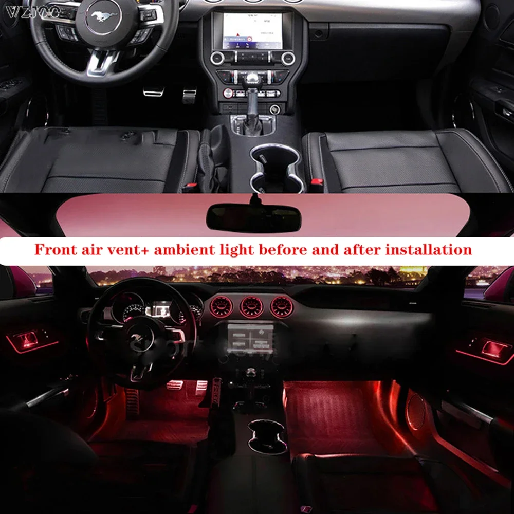 For ford  2015-2021 64 color Front Air condition LED ambient light for Mustang turbine air outlet LED lights Atmosphere Lamp