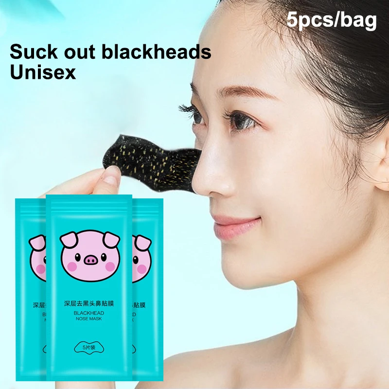 5PCS Blackhead Removal แถบจมูกสิว Magic การดูดซับที่มีประสิทธิภาพ Mite Remover ทําความสะอาดลึก Pore หดตัวผิวเรียบเนียน