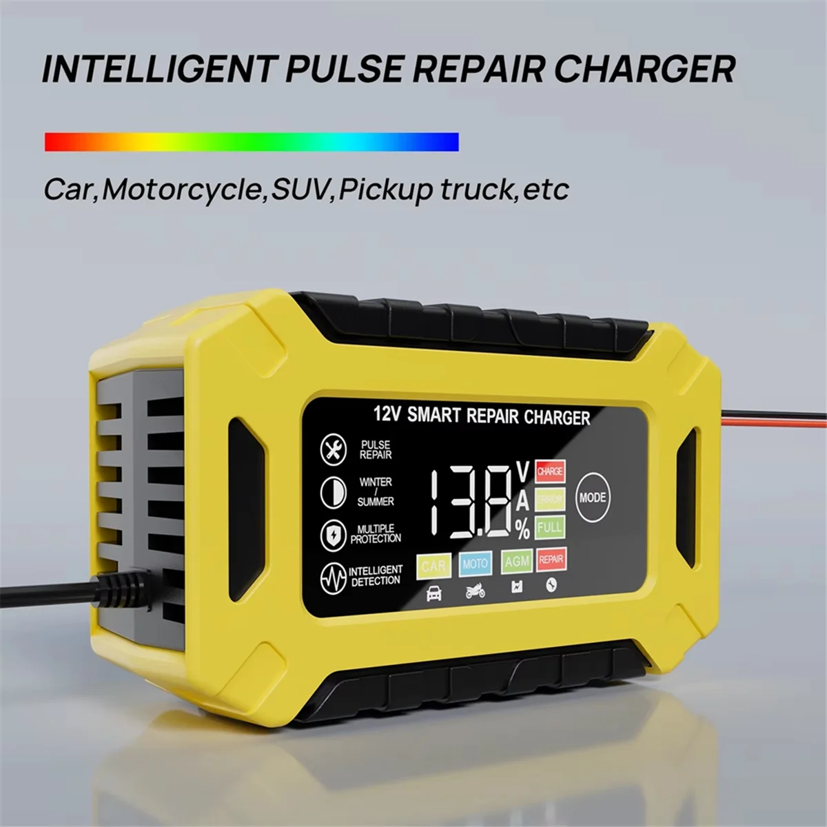 2025 + 12 فولت 6A شاحنة ذكية دراجة نارية شاحن سيارة السيارات شاحن بطارية نبض إصلاح شاشة الكريستال السائل الرقمية الولايات المتحدة التوصيل
