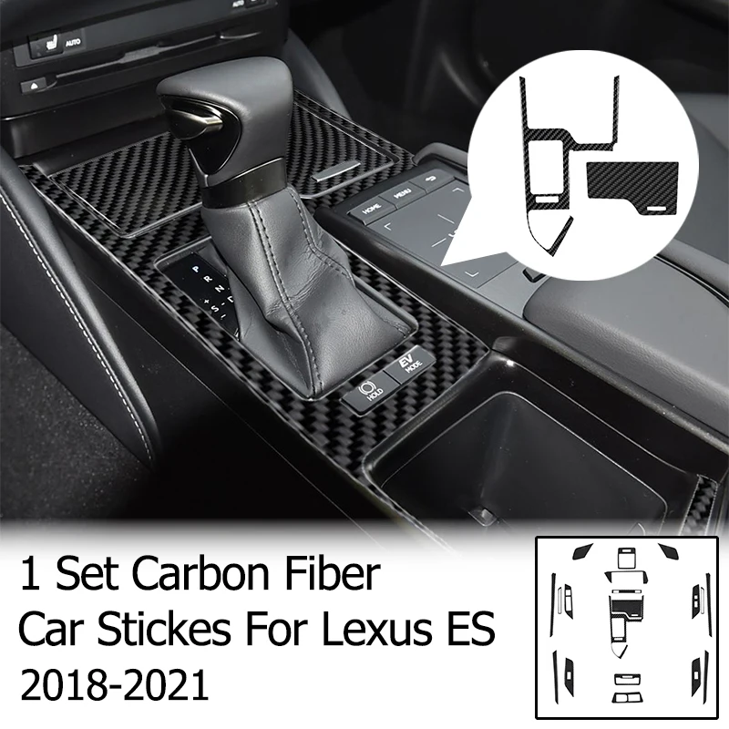 

﻿ Various Parts Black Carbon Fiber Stickers For Lexus ES 2018 2019 2020 2021 Trim Car Interior Decorative Accessories