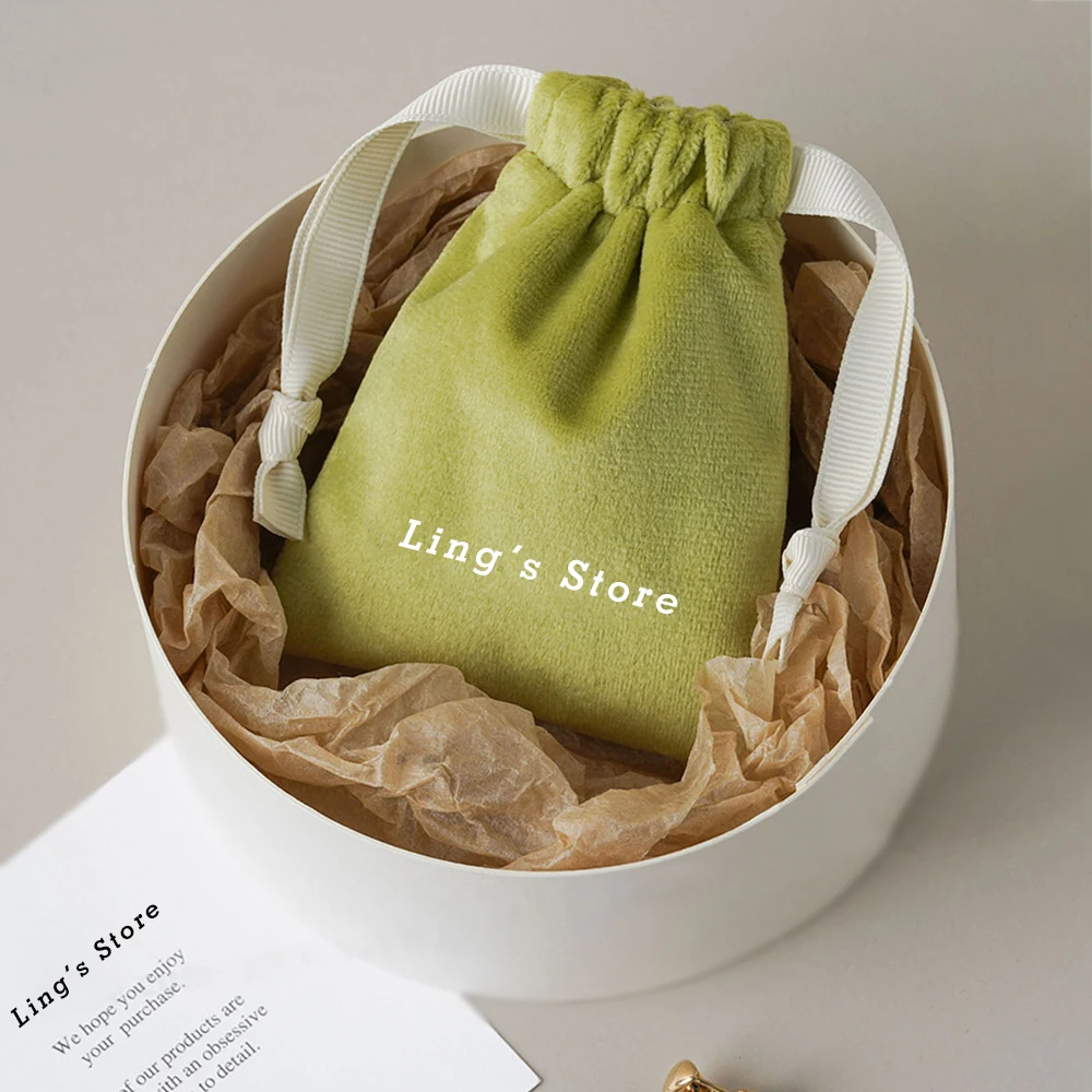

100pcs Custom Logo Jewelry Velvet Packaging Gift Bag Flannel Suede Drawstring Pouch Necklace Ring Bracelet Glasses Watch Pouches
