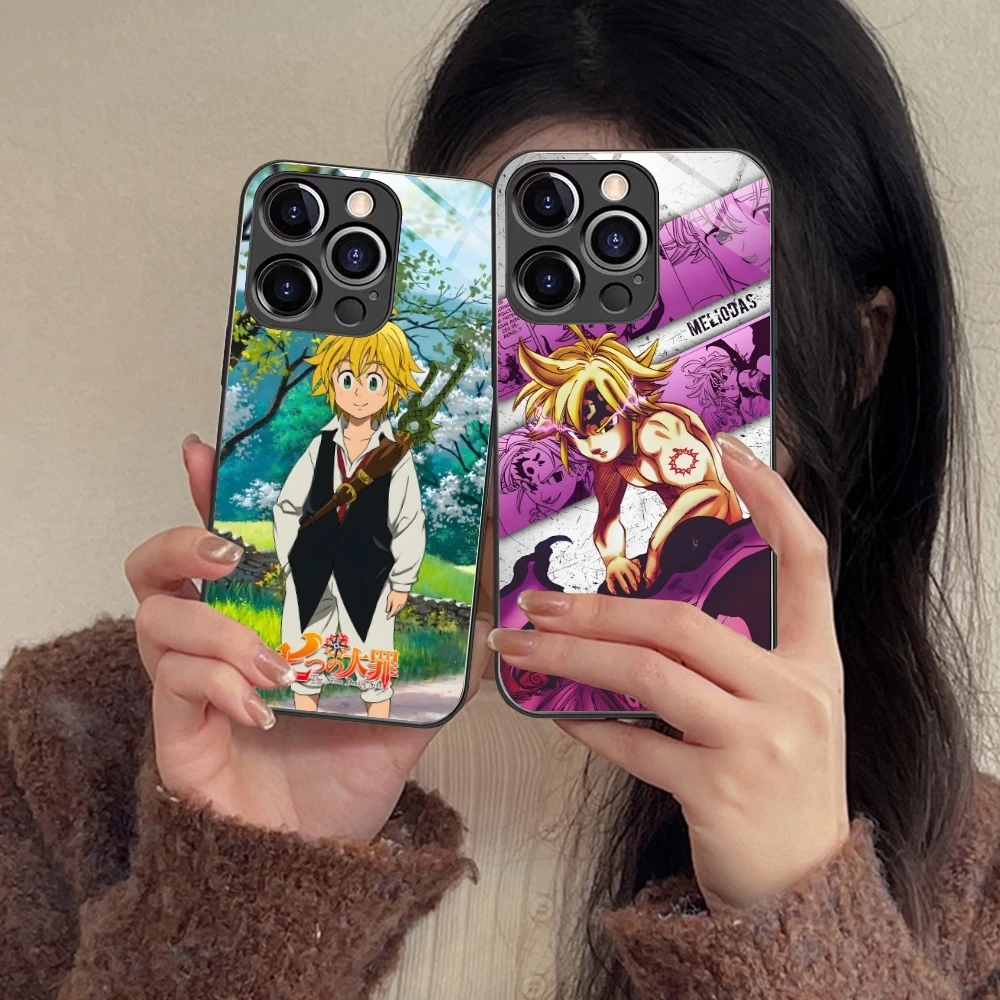 Seven Deadly Sins Meliodas Cell Phone Case for iPhone 16 15 14 13 12 11 X XR XS 8 Pro Max Plus Mini PC Glass Phone Cover Shell