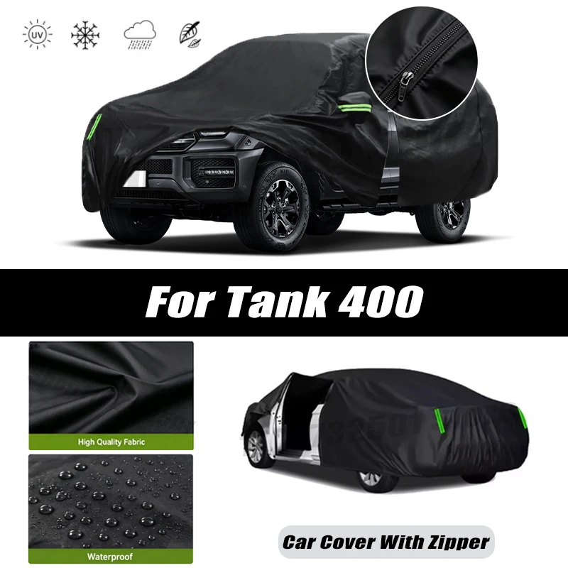 For Tank 400 Car Covers Outdoor Waterproof Sun Rain Snow Protection UV Car Zipper Design Car Cover Accessories