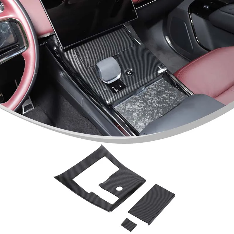 

For Range Rover Sport 2024 2025 Accessories ABS Oak Grain/Carbon Fiber Car Interior Gear Shifting Panel Trim Sticker
