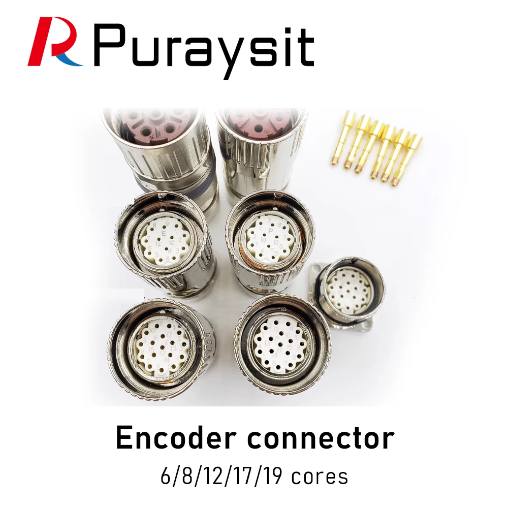 Puraysit Encoder connector 6cores 8cores 12cores 17cores 19 cores for Kollmorgen Siemens