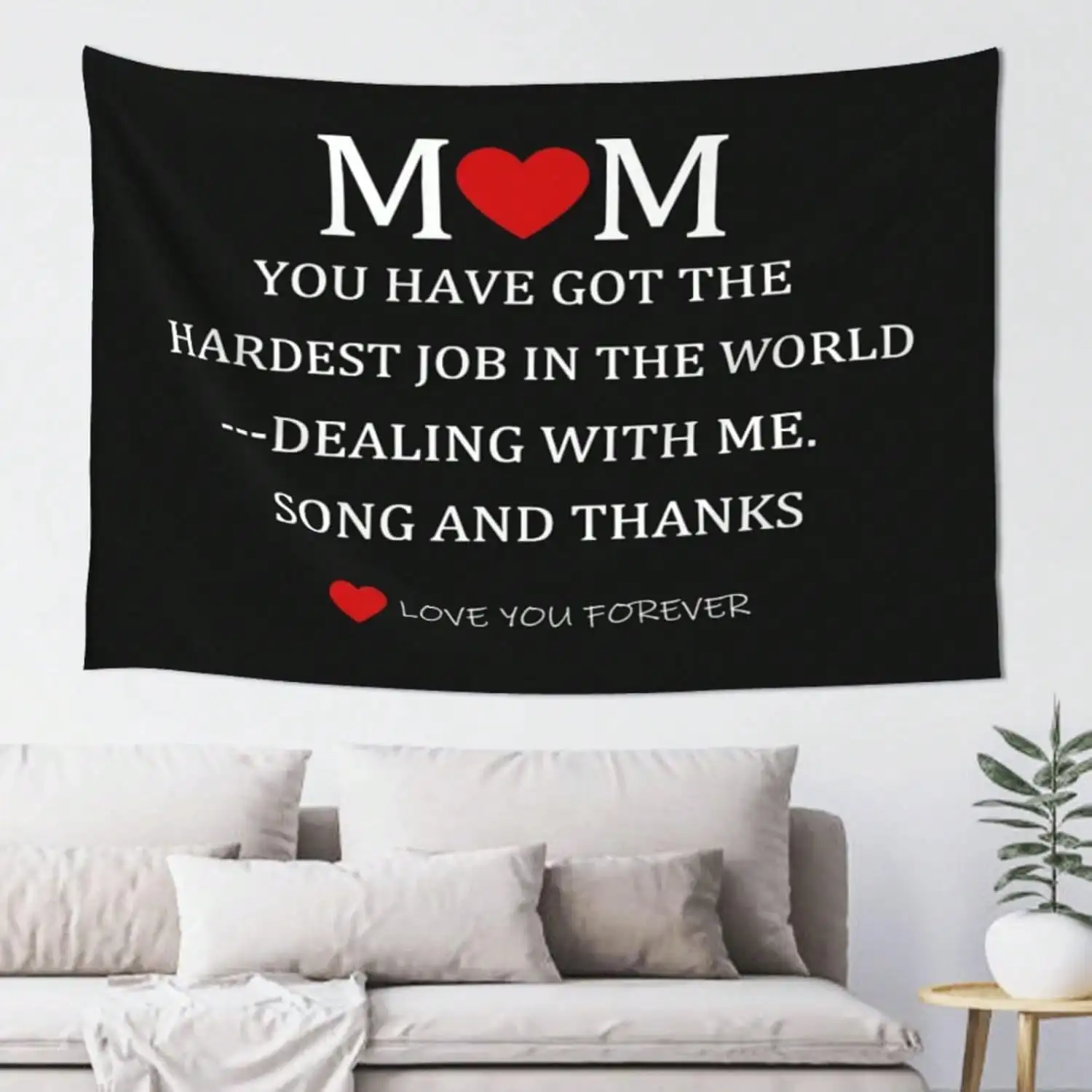 Mom Thank You Tapestry - Heartfelt Quote Wall Hanging, Mother's Day Gift Decor, Living Room Bedroom, Multiple Sizes