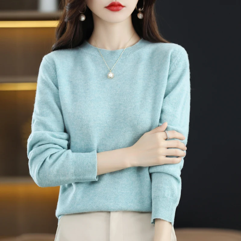 100% wool cashmere sweater women loose casual knitted round neck pullover 2022 new high quality autumn and winter sweater