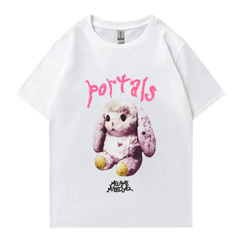 Cute Rabbit Portals Print T-shirt For Women Oversized Funny Short Sleeve Tees Clothing Women Melanie Martinez Fans Gift T Shirts