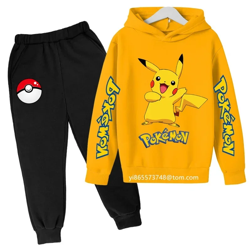 Anime Pokemon Hoodie Set Kids Stitch Sweatshirts Children Sports Pikachu Baby Boy Clothes Tops Girls Clothing Narutos Clothes