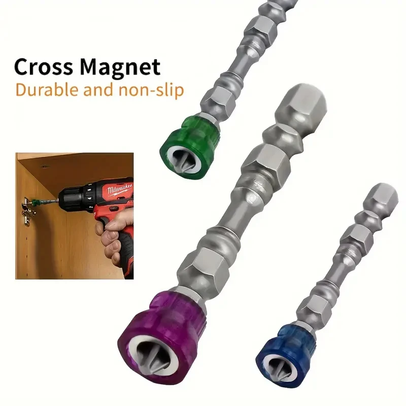 5pcs cross screwdriver bit set, 1/4 inch hexagonal handle, colorful magnetic ring PH2 cross screwdriver bit