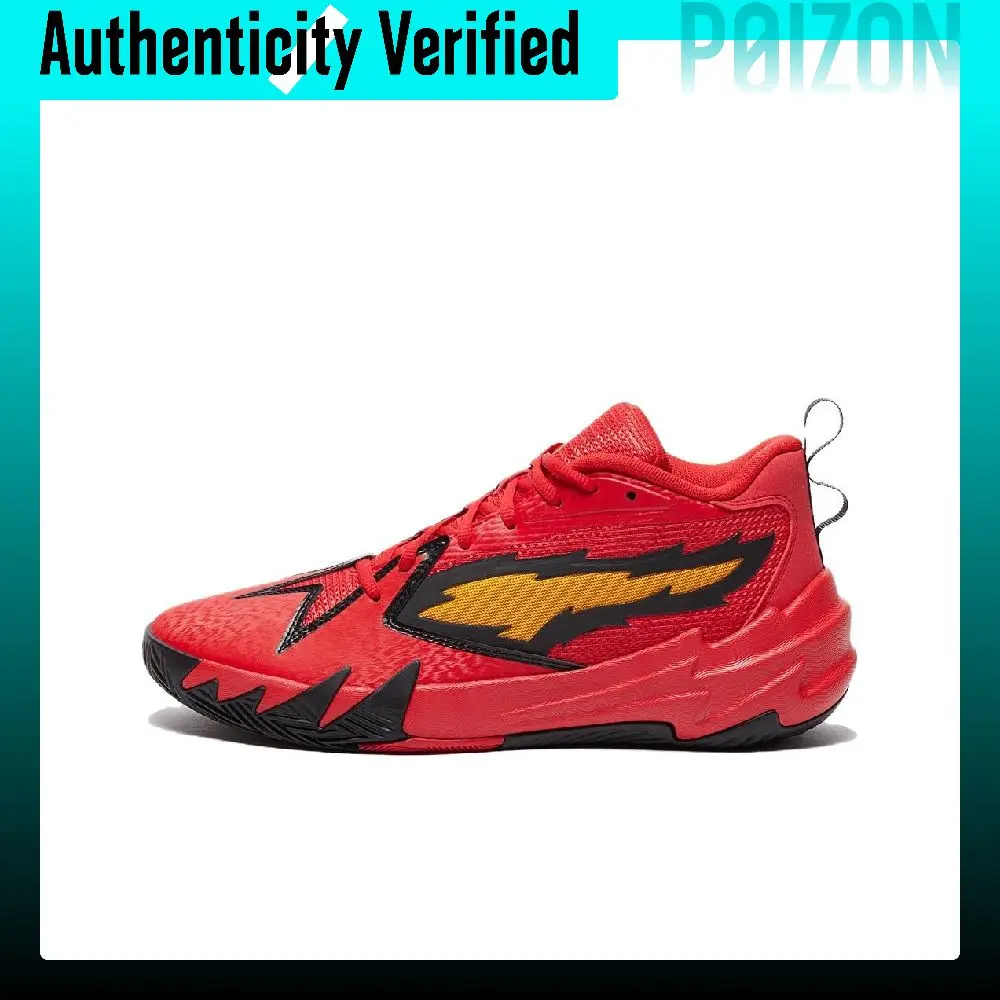 PUMA Scoot Zeros Slip Resistant Abrasion Resistant Mid top Basketball Shoes Men's Red Yellow Black 311070-01