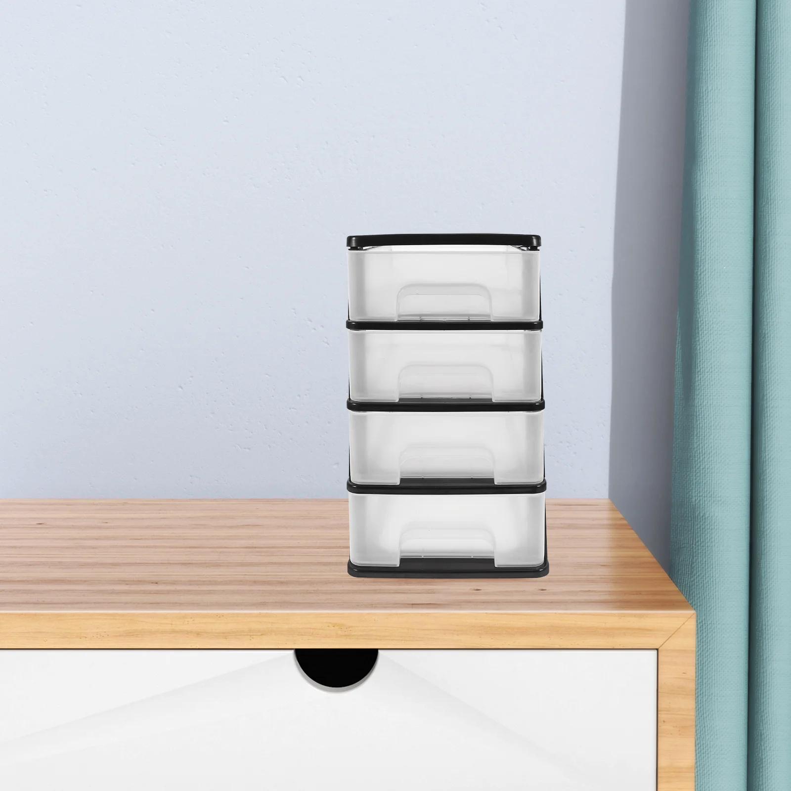 Small Clear Plastic Storage Drawer Desktop Organizer Sliding Drawer Case Multi-Function Stationery Cosmetics Vanity Storage
