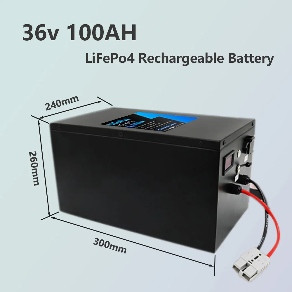 36v 100AH Larger capacity Lifepo4 battery pack with Bluetooth BMS for RV Camping solar Outdoor  home electricity +10A Charger