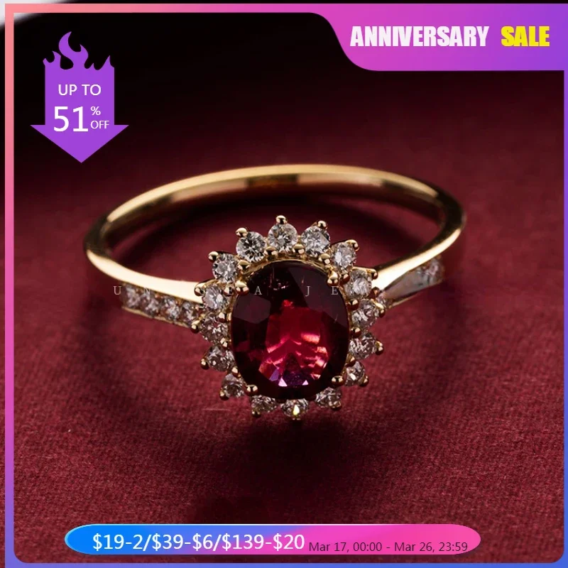 Trumium 925 prata vintage anel de pedra preciosa vermelho 5a zircônia anéis para mulheres 18k banhado a ouro noivado casamento banda brinco