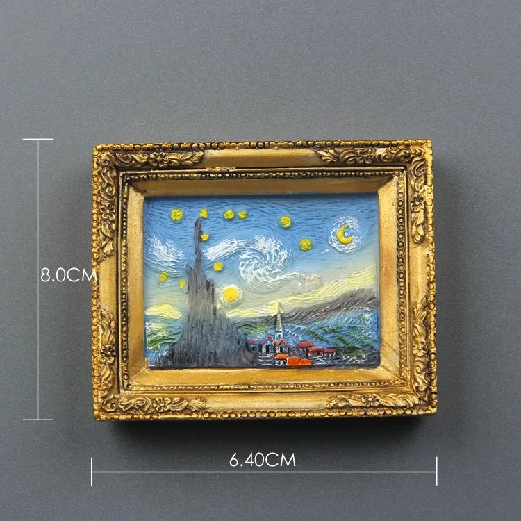 Van Gogh Painting World Famous Picture Frame 3d Fridge Magnets Starry Sky Sunflower Siesta Refrigerator Stickers Gifts