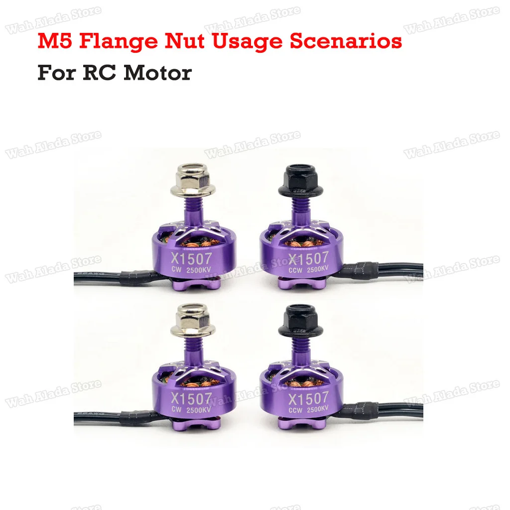 8 Stück/Beutel M5 Metall-Flanschmutter mit Nylon-Dichtung, selbstsichernde Sechskantmutter für RC Multirotor CW CCW Motor, Anti-Lose Anti-Rutsch-Mutter – Detail 2