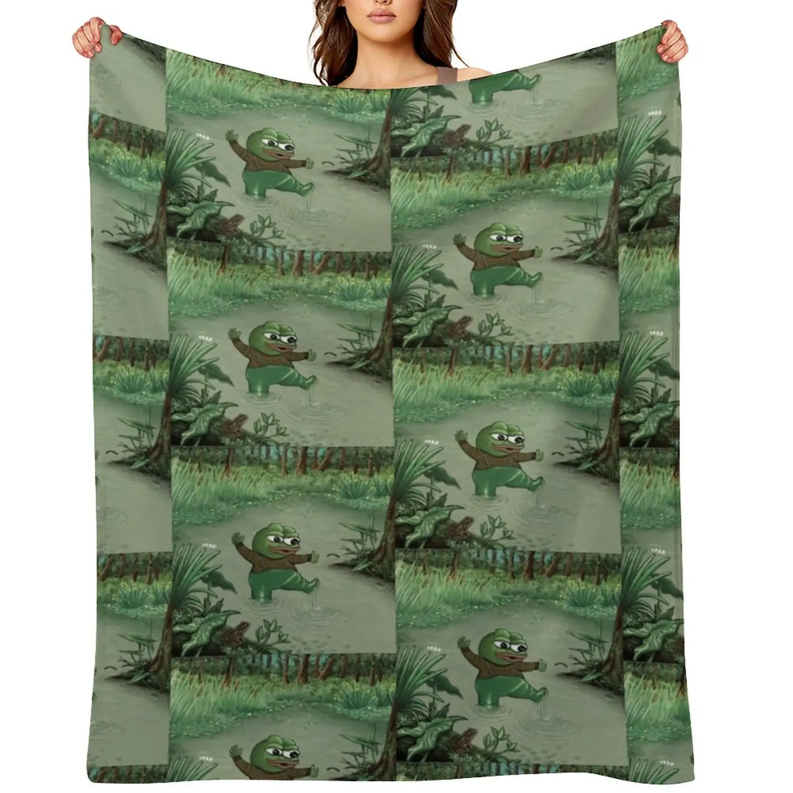 

Happy Pepe The Frog Throw Blanket Quilt Decorative Throw Soft Big Hairy Blankets
