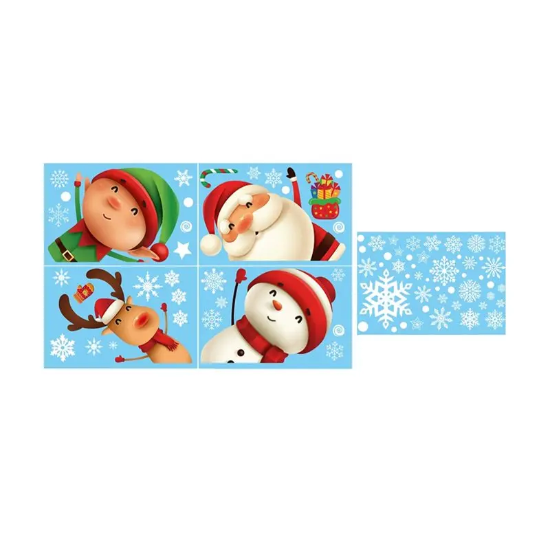 ABKO-80PCS Christmas Snowflake Window Clings Xmas Decals Holiday Snowflake Santa Claus Reindeer Decals