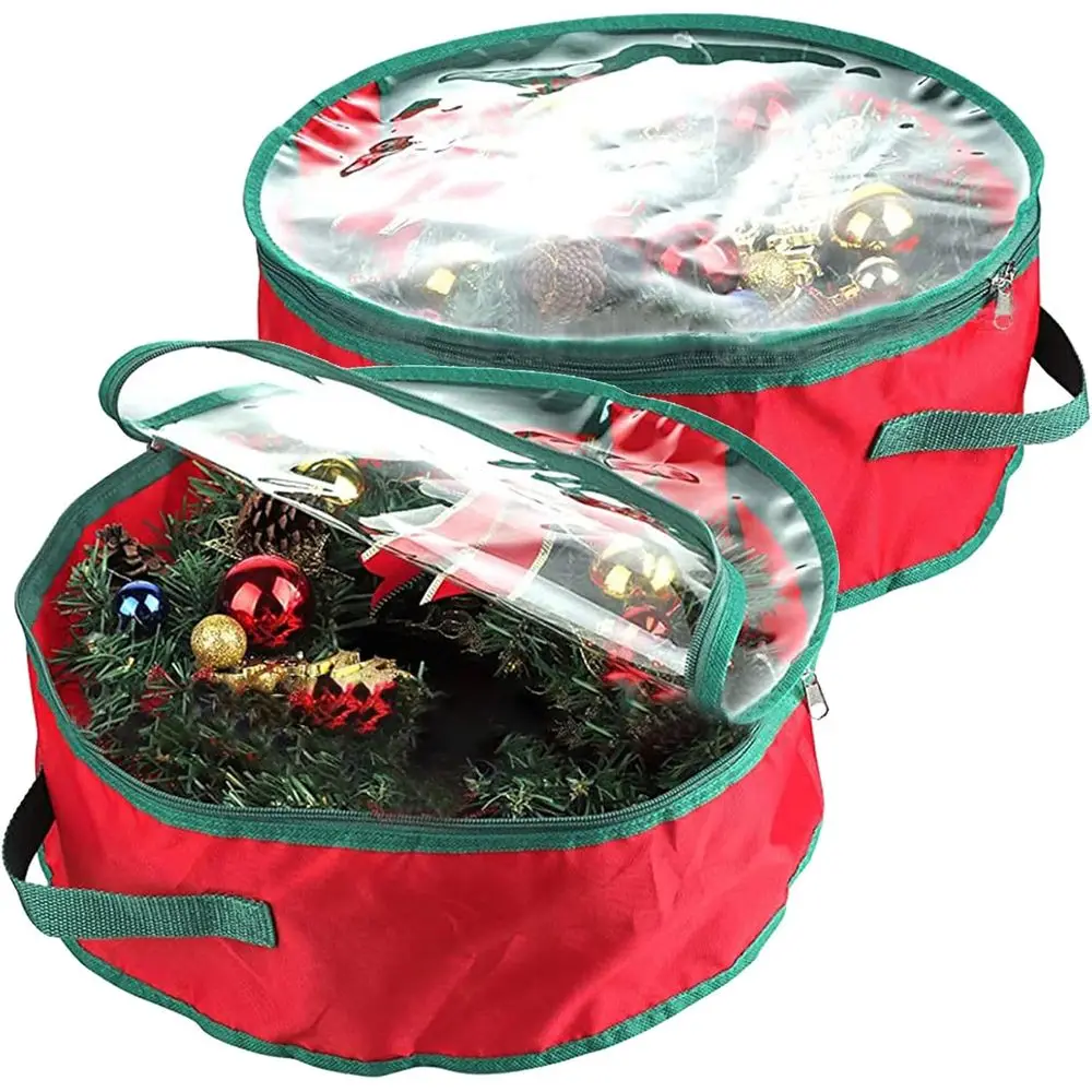 

Set of 2 50cm Christmas Wreath Organizers with Clear View and Durable Zippered Closure