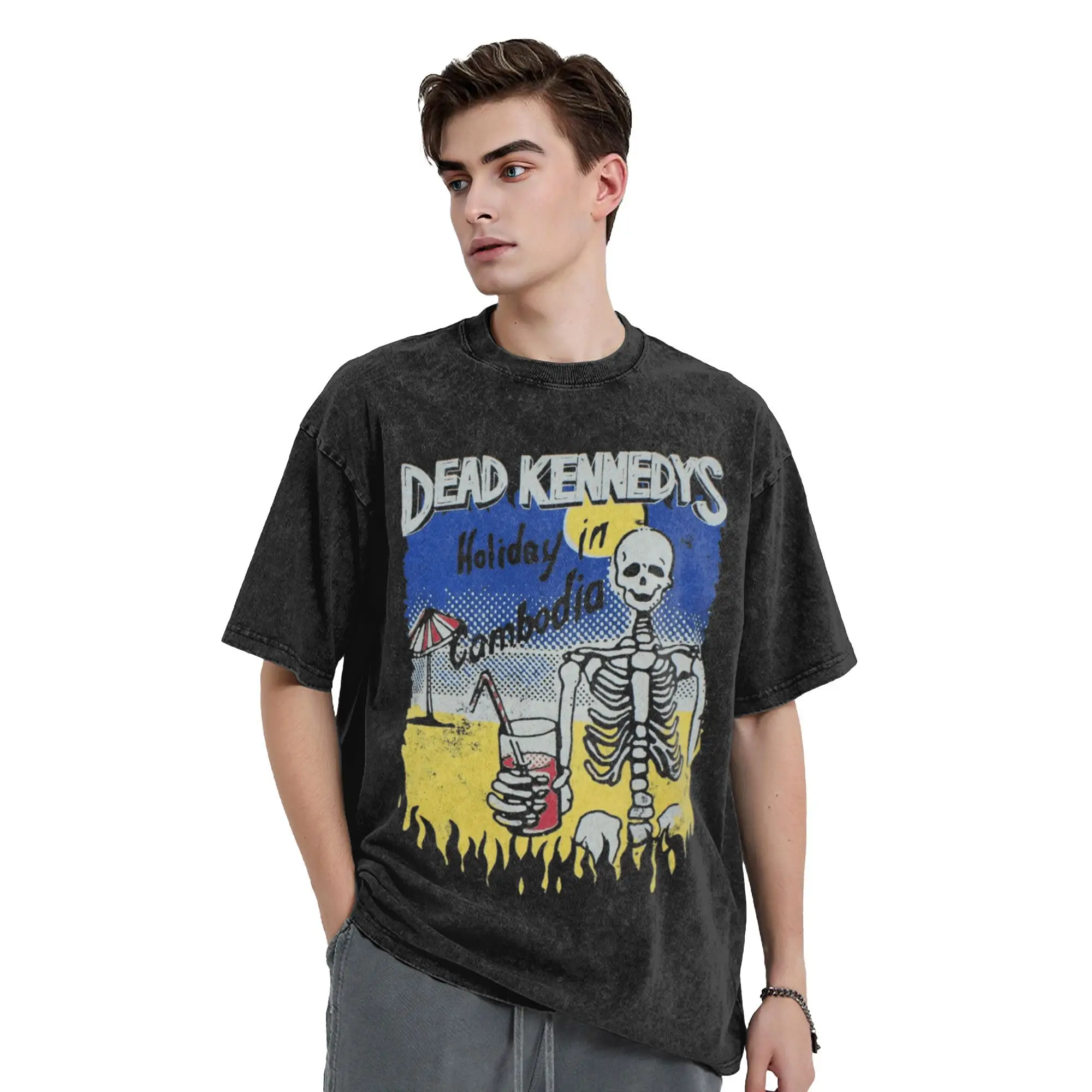 المتضخم غسلها تي شيرت ميت كينيدي عطلة في الكمبوديا بسيط تي شيرت الجدة التي شيرت للرجال الصيف Y2K مضحك بلايز عادية