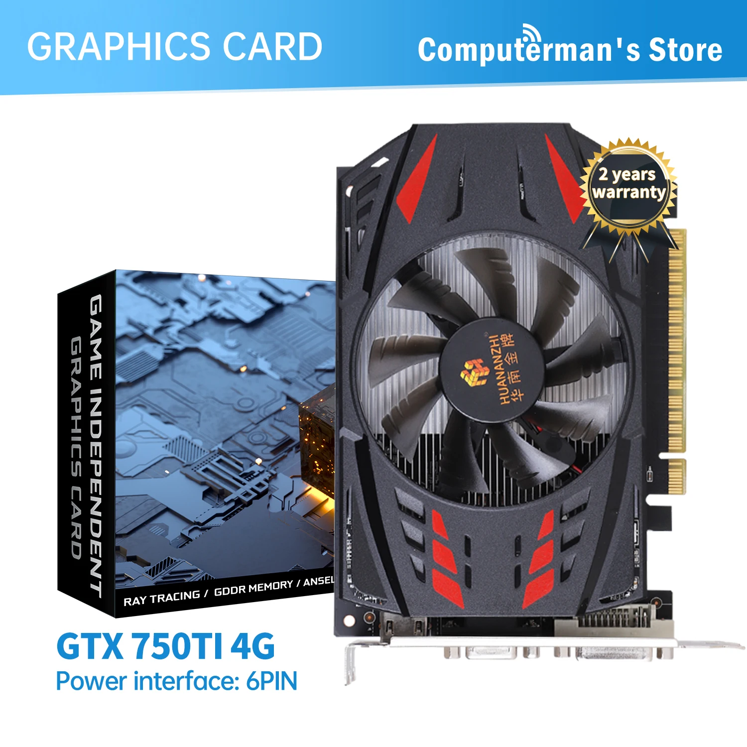 Huananzhi Gtx 750ti 4G Grafische Kaarten 128bit Gddr5 Hdmi-Compatibel Vga Dvi Gpu Gtx 750ti 4G Videokaart