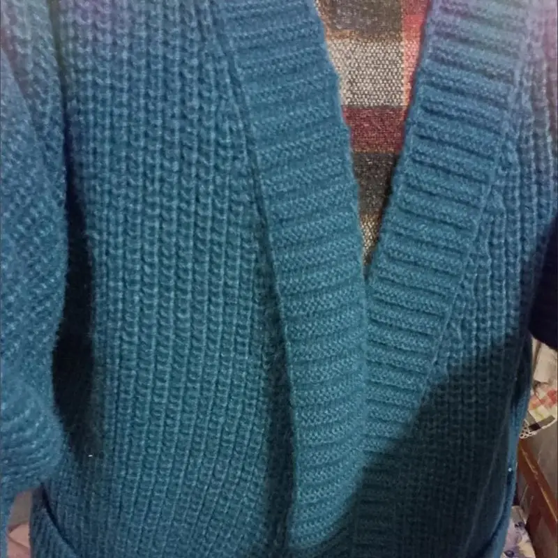 Side Split Big Pocket Sweater Women Long Sleeve Knit Cardigan Korean Fashion Elegant Tops Fall Winter Coat Solid Basic Outerwear