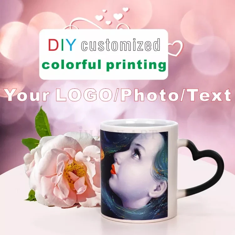 DIY Magic Mug Hot Water Change Color Ceramic Cup, Customize Print Photo, LOGO TEXT Picture, Creative Gift for Friend,