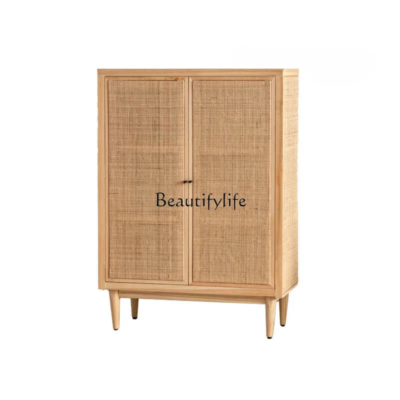 

Small Apartment Bed & Breakfast Japanese-Style Storage Cabinet Rattan Breathable Shoe Cabinet