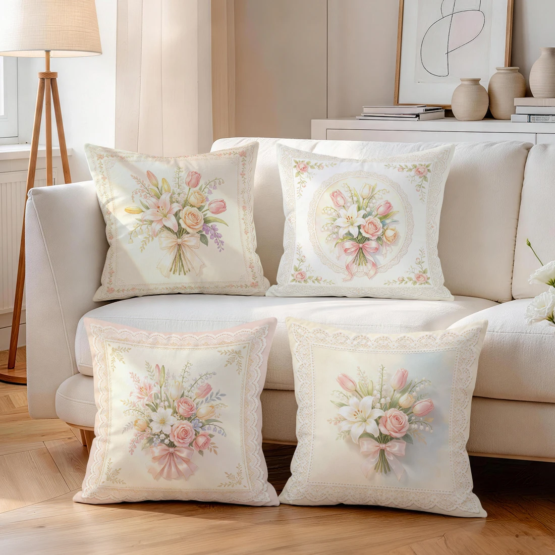 Countryside Bouquet Pillowcase Printed Polyester 40/45/50cm Throw Pillowcover Decorative Sofa Cushion Pillowslip Home Decor