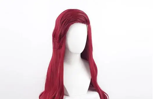 Peruca de cabelo sintético encaracolado longo vermelho profundo, Perucas Princesa Cosplay, Traje de Role Play