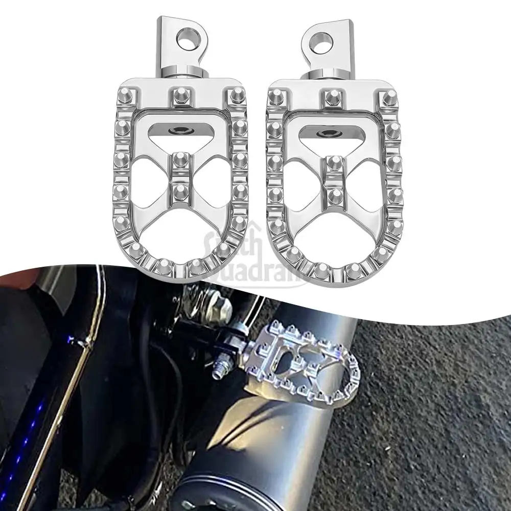 Footrest Extra Wide Platform Delivers Solid Footing Fit For Harley Davidson Vrsc V-Rod Xl Sportster Dyna Softail 18-Later Silver