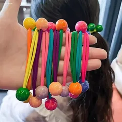 Korean Fashion Glossy Ball Acrylic Hair Ties Girls Elastic Hair Bands Student Ponytail Holder Colorful Rubber Band Hair Ropes