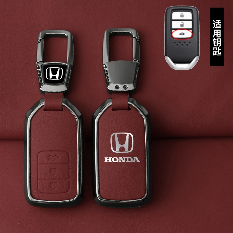 Funda de cuero de aleación de Zinc para llave de coche, soporte de carcasa para Honda Vezel City Civic Jazz BRV BR-V HRV, accesorios protectores para llavero